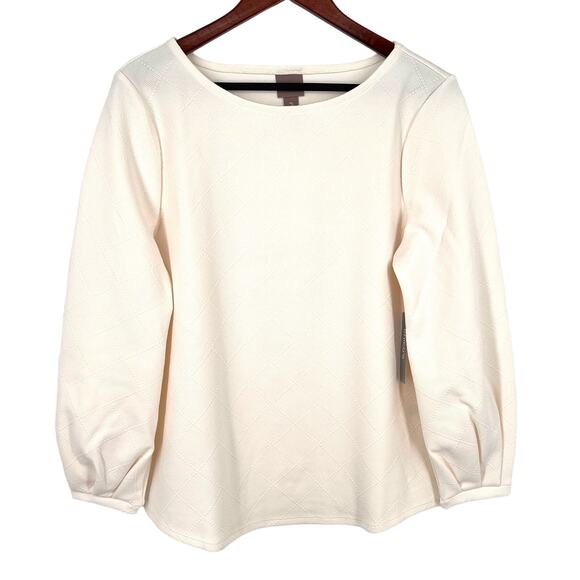 Chico's Tops - NEW NWT Chicos Sz LARGE 2 Quilted Quilted Ivory Sweatshirt Blouse Top Winter